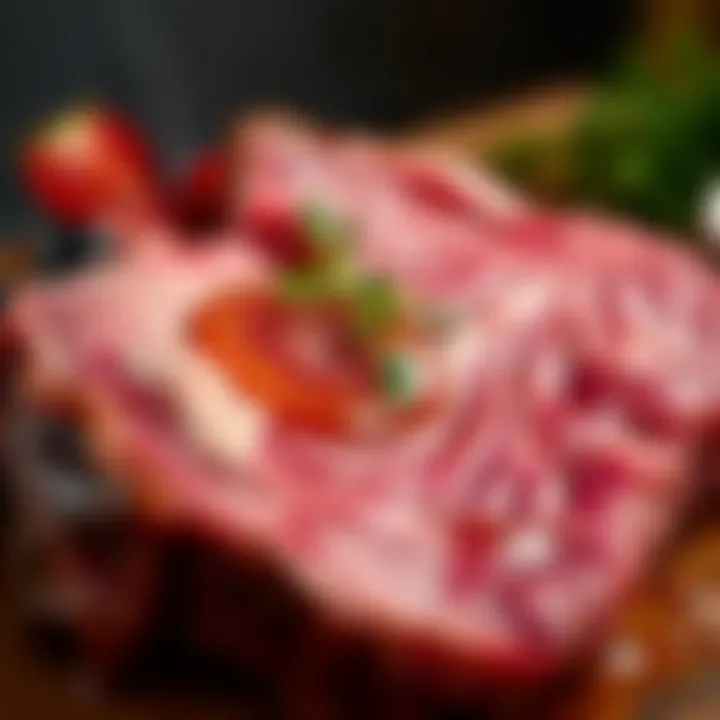 Close-up of Ribeye Steak Marbling Freshly cut ribeye steak with marbling close-up