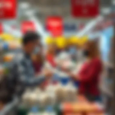 Consumers engaging in milk purchasing decisions