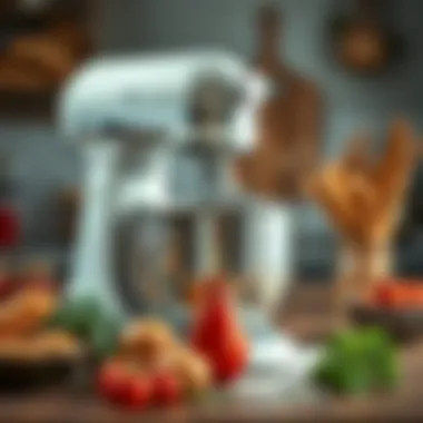 A well-maintained dough mixer displayed with fresh ingredients