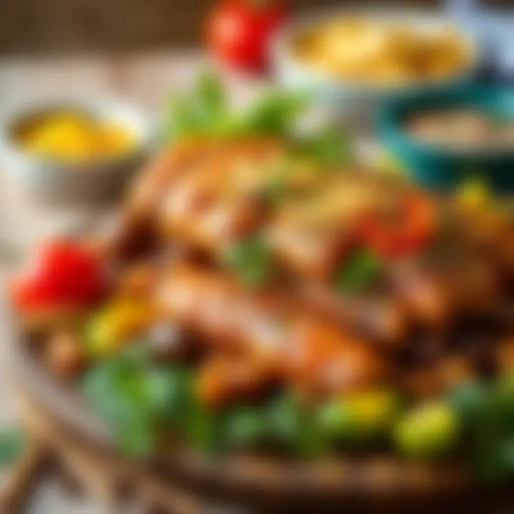 A vibrant platter of Adana kebap featuring fresh ingredients and spices