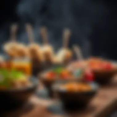 A variety of sauces accompanying Adana Zırh Kebabı