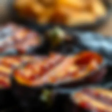 Close-up of freshly air-fried eggplant, emphasizing its crispy layer and vibrant colors.