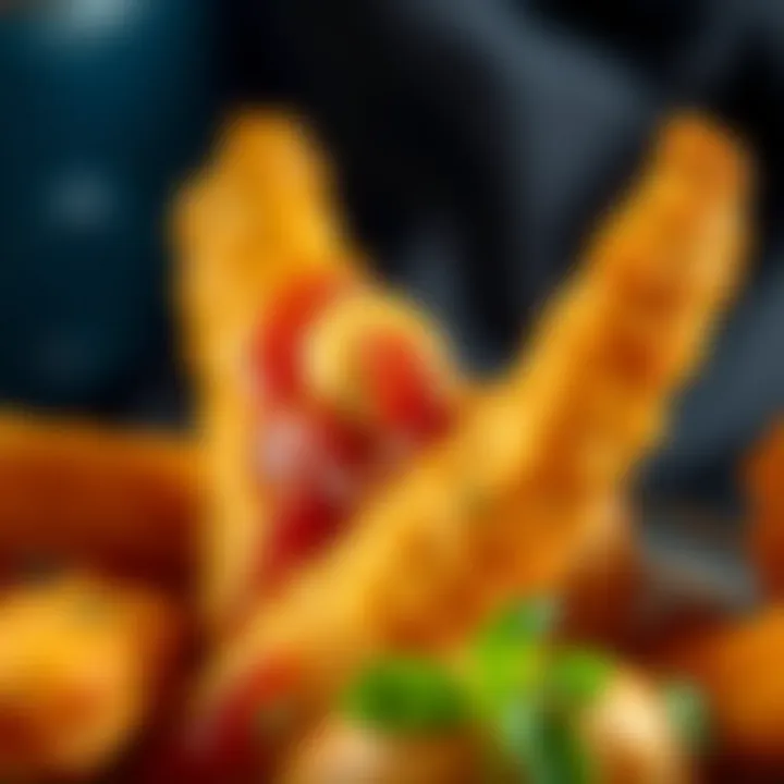 An enticing close-up of Airfryer İzmir Bombası with crispy texture