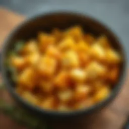 A bowl of perfectly cooked air fryer potato cubes