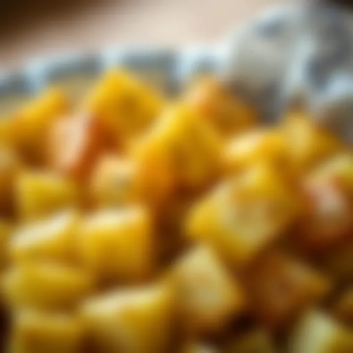 Seasoned potato cubes ready for air frying