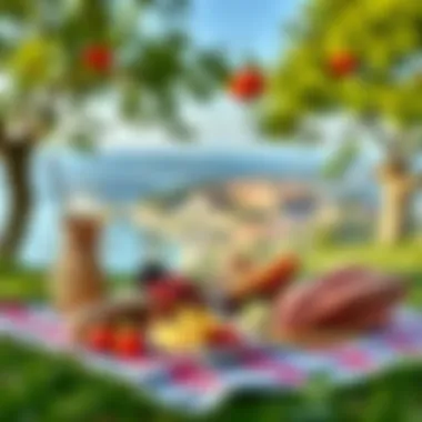 Vibrant picnic setup with a beautiful view