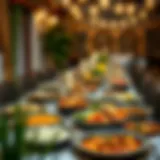 A beautifully set iftar table adorned with traditional dishes.