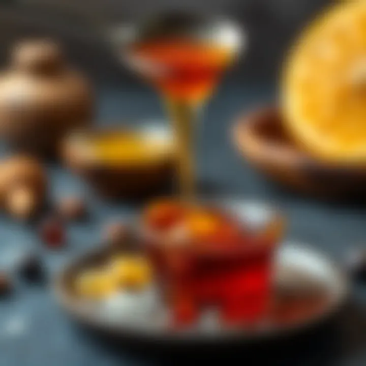 Rich texture of Anzer honey drizzling from a spoon