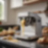 A sleek Arçelik dough kneading machine on a kitchen countertop