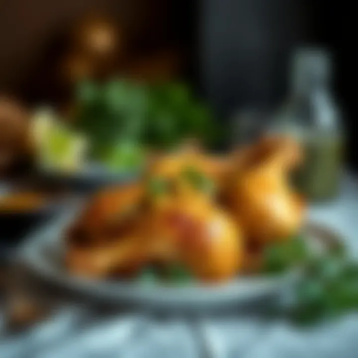 A plate of aromatic baked chicken served with fresh herbs