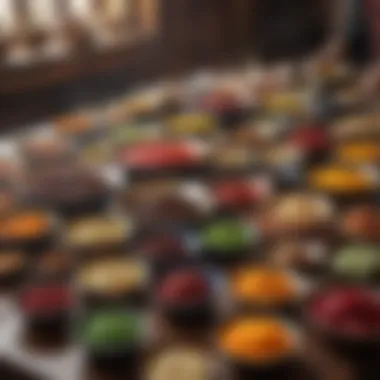 A cultural gathering around a table filled with bowls of Ashura, highlighting its communal significance.