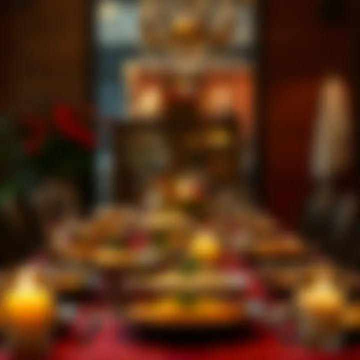 A beautifully arranged table set for serving Aşure