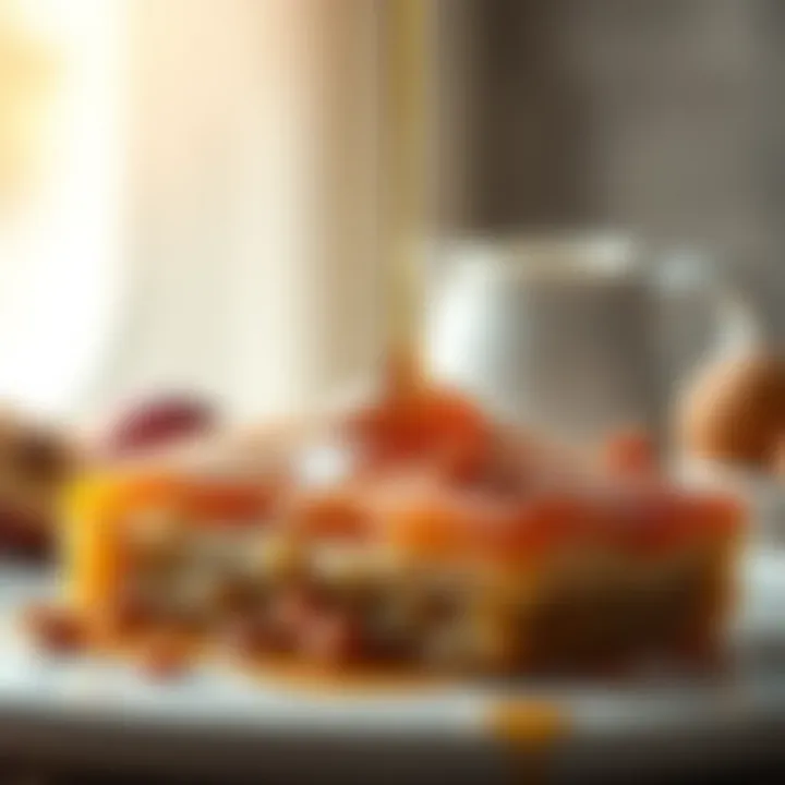 Sweet Elegance: The Golden Syrup Drizzling syrup over warm baklava