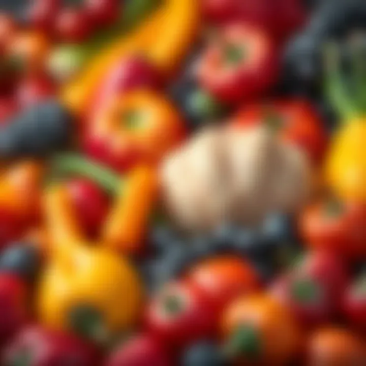 Vibrant fruits and vegetables offering B vitamins