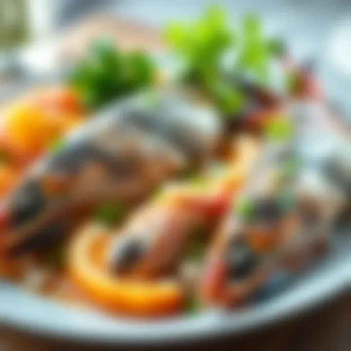A close-up of vibrant, fresh seafood on a plate, a key source of B12.
