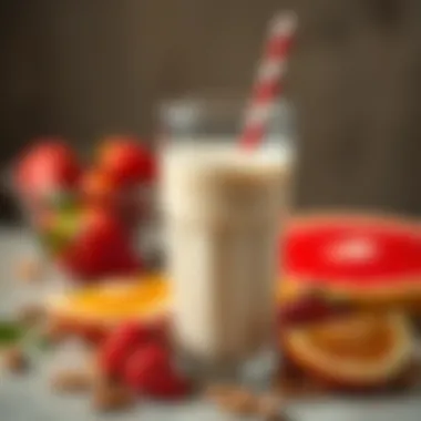 Delicious almond milk-based drink with fruit