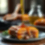 Close-up of baklava with honey drizzle