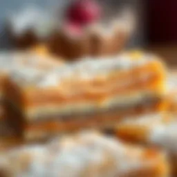 A close-up of flaky baklava layers showcasing their texture