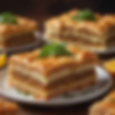 A beautifully layered baklava showcasing the rich textures