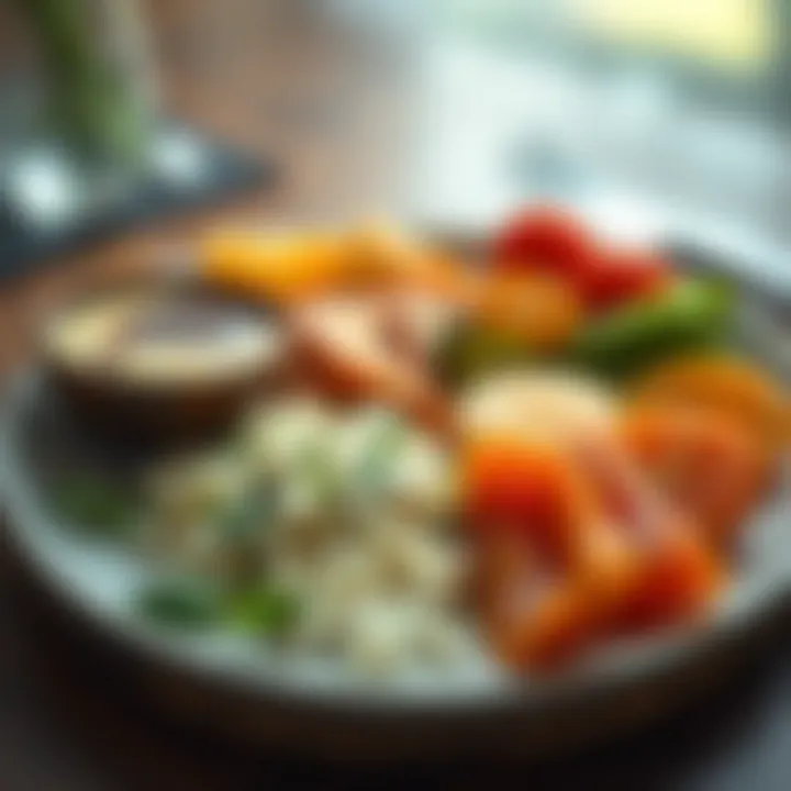 Balanced meal plate with portions