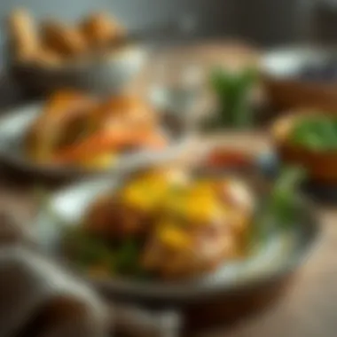 Beautiful Presentation Plated honey mustard chicken with herbs