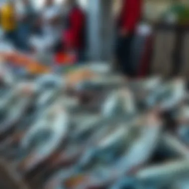 Fresh barbun fish at a market