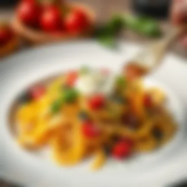 Artistic Plating of Pappardelle Artistic plating of Barilla Pappardelle with herbs and garnishes