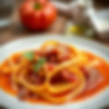 Barilla Pappardelle with Vibrant Sauce Elegant presentation of Barilla Pappardelle dish with vibrant sauce