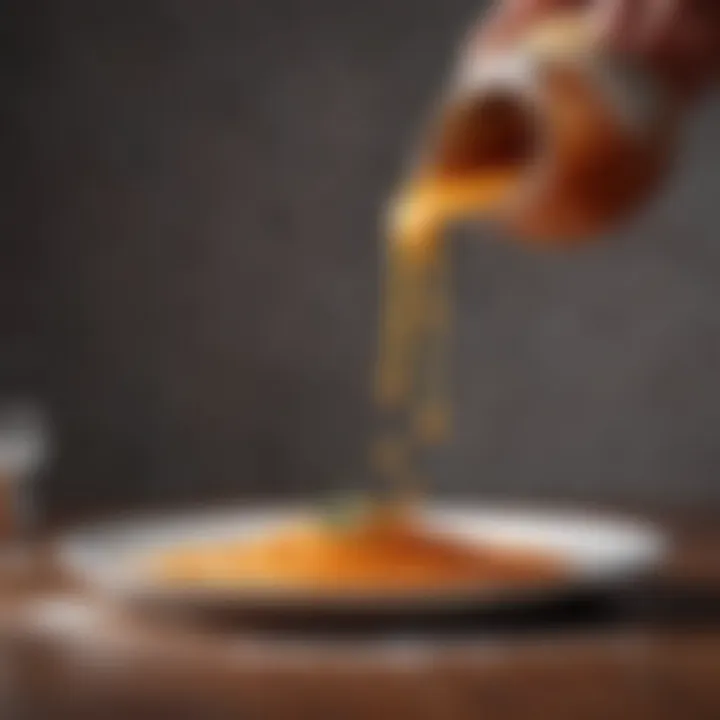 A close-up of Barilla sauce being drizzled over a gourmet dish