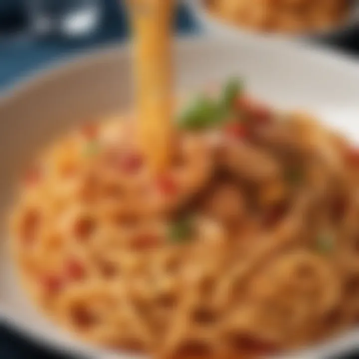 A vibrant pasta dish topped with Barilla sauce