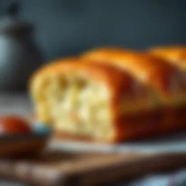 Close-up of freshly baked bayram çöreği showcasing its golden-brown texture.