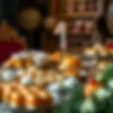 An array of traditional bayram çöreği displayed elegantly on a festive table.