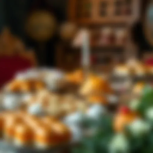 An array of traditional bayram çöreği displayed elegantly on a festive table.