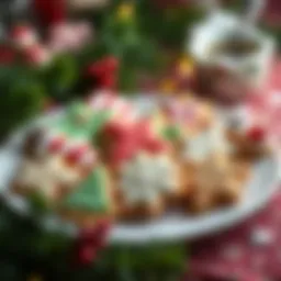 A selection of beautifully decorated holiday cookies arranged on a festive plate
