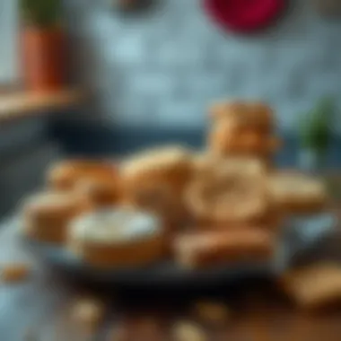 Selection of various biscuit types on a wooden table