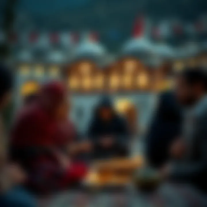 A serene gathering of families in prayer and reflection on Berat Gecesi