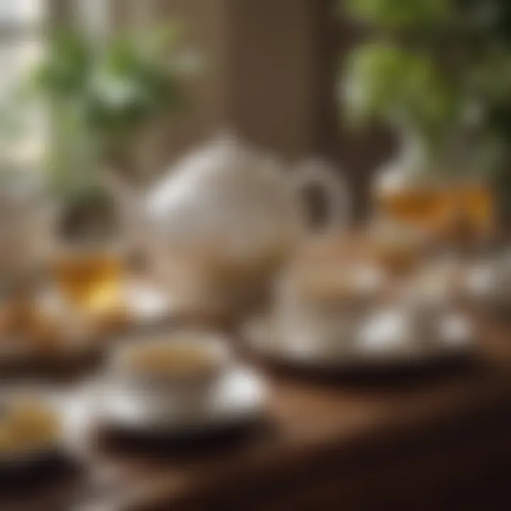 An elegant tea setup showcasing white tea and accessories