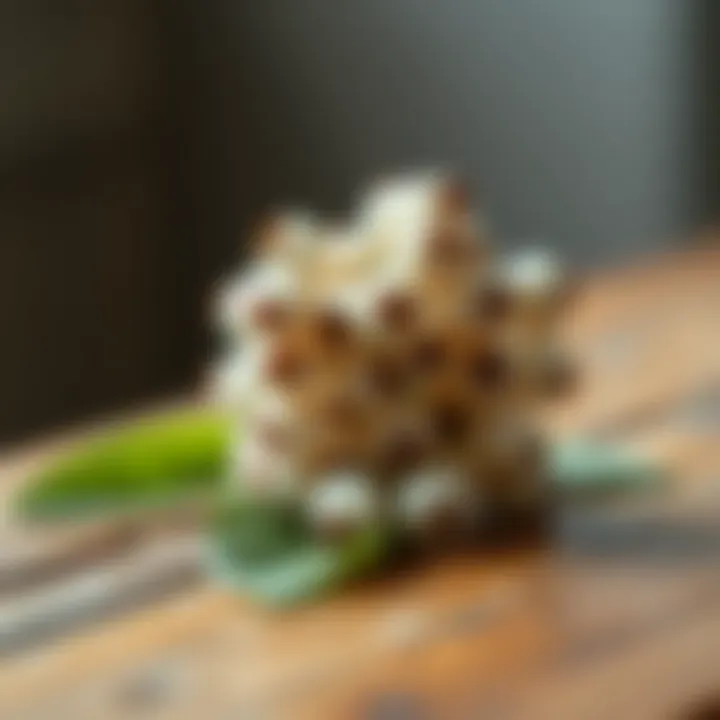 White mulberries with leaves on a wooden table