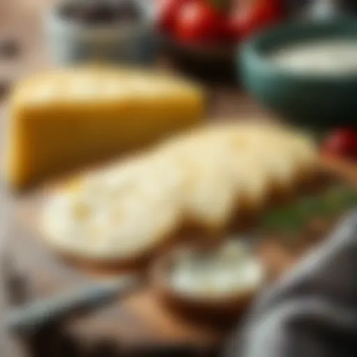 Delicious slices of Bim boreklik cheese on a rustic wooden board