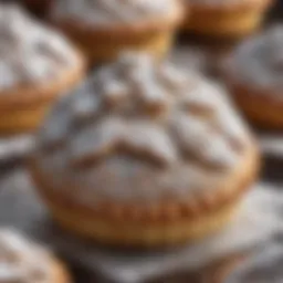 A close-up shot of powdered sugar dusted over a decadent pastry