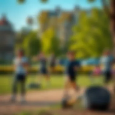 An inviting scene of a workout session in a park.