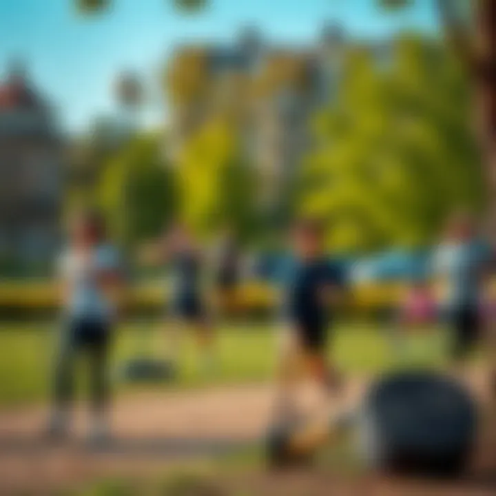 An inviting scene of a workout session in a park.