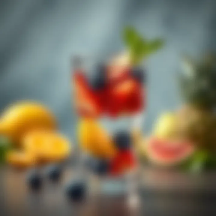 A glass of refreshing water infused with fruits.