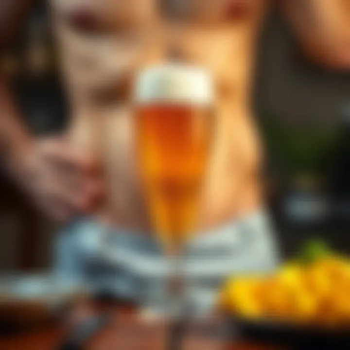 Illustration showcasing the impact of beer on the abdominal area