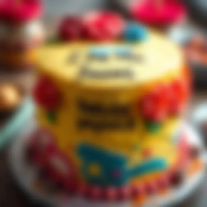 Artistic cake with colorful frosting and a meaningful quote