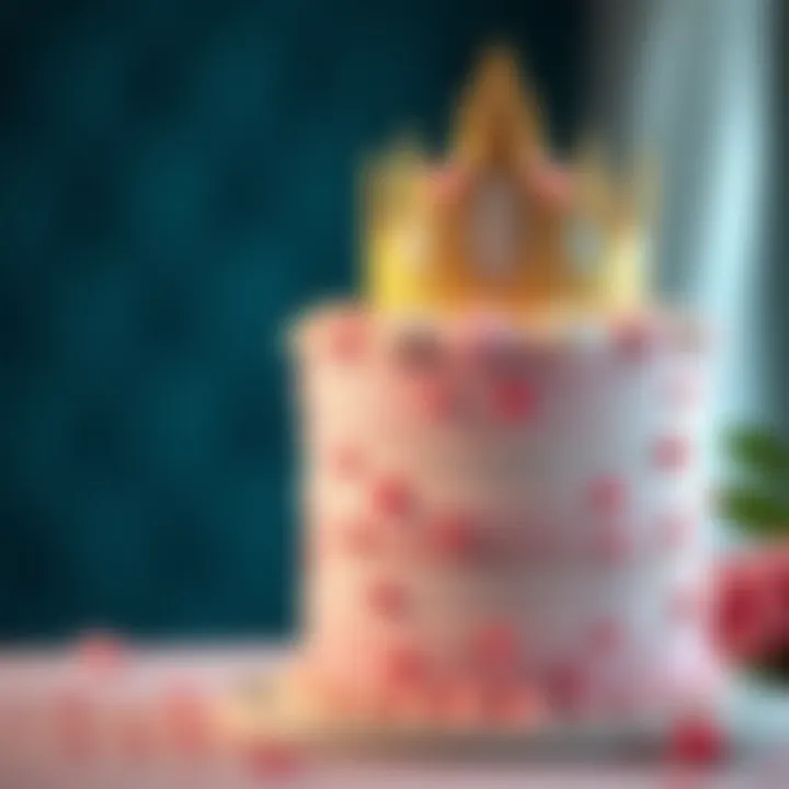 Elegant Princess-Themed Birthday Cake An elegant birthday cake with a princess theme, adorned with delicate icing details.