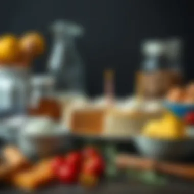 Essential Ingredients for a Birthday Cake Ingredients laid out for a birthday cake