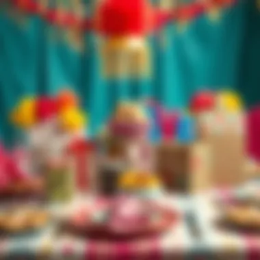 A table adorned with colorful birthday package decorations