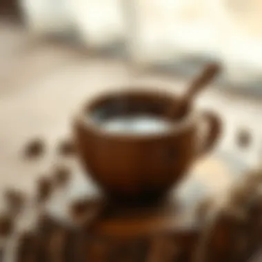 Artisan wooden herbal tea cup emphasizing natural materials