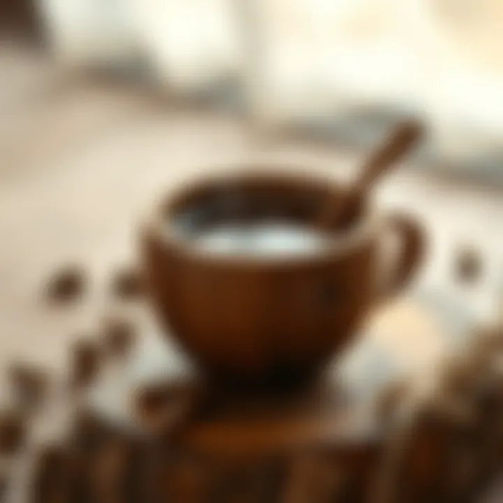 Artisan wooden herbal tea cup emphasizing natural materials